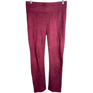 David Lerner NY Medium Micro Suede Leggings Stretch Burgundy
